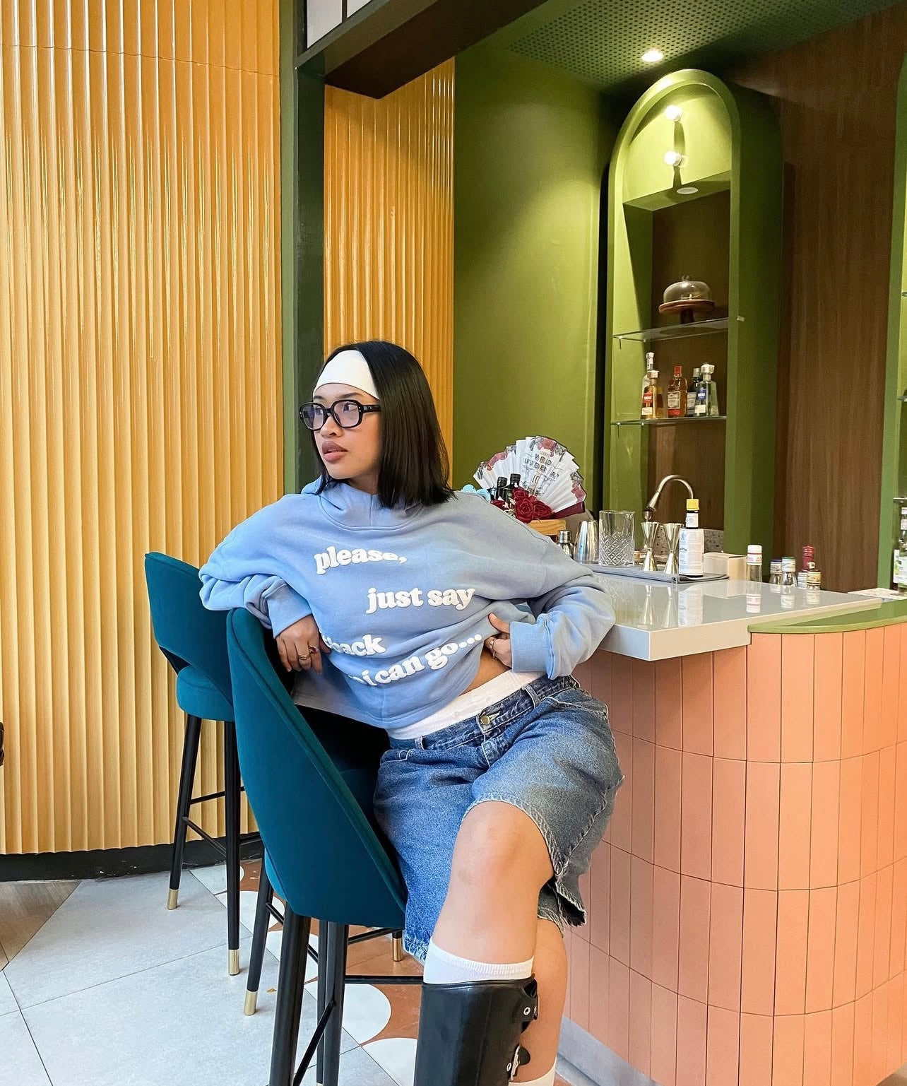 "Say It Back" Cropped Hoodie (Ice Blue)