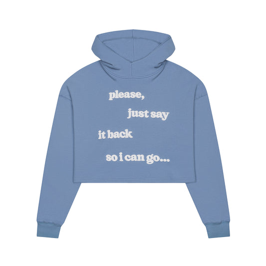 "Say It Back" Cropped Hoodie (Ice Blue)